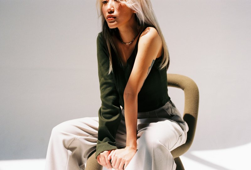 Two ways rib knit top - 女 T 恤 - 其他人造纖維 藍色