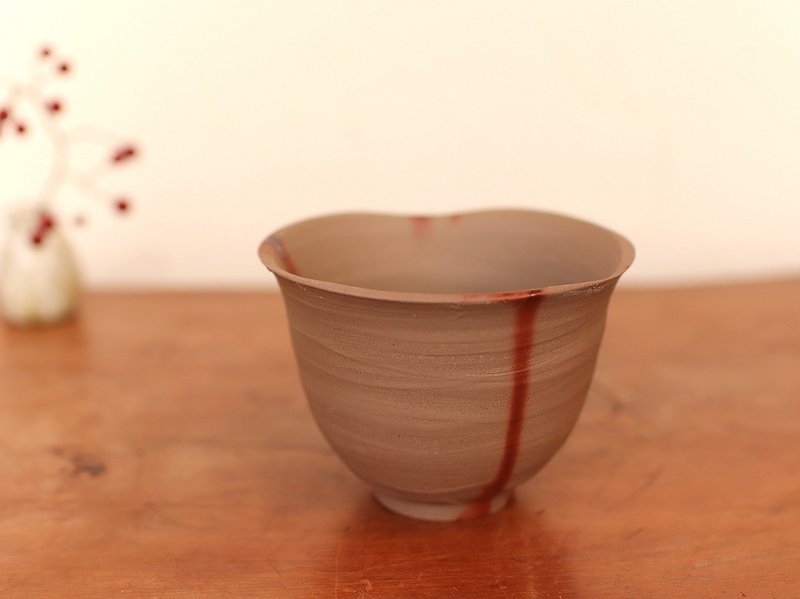 Bizen tea ceremony (shirts) y5-004 - แก้วมัค/แก้วกาแฟ - ดินเผา สีนำ้ตาล