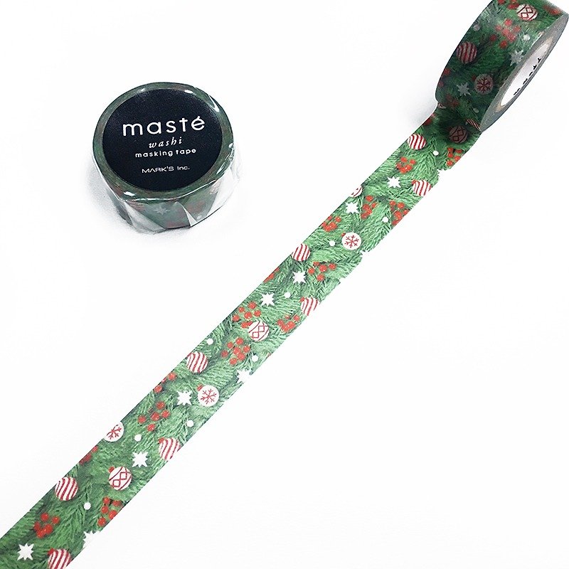 maste Xmas 和紙膠帶【聖誕樹 (MST-ZX02-B)】耶誕樹 數量限定 - 紙膠帶 - 紙 綠色
