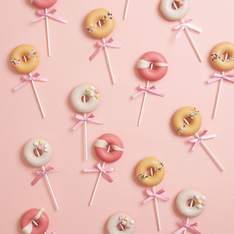 Three-color flavor mixed donut lollipops 10 pieces/Amaru donuts/wedding favors - Cake & Desserts - Fresh Ingredients Pink