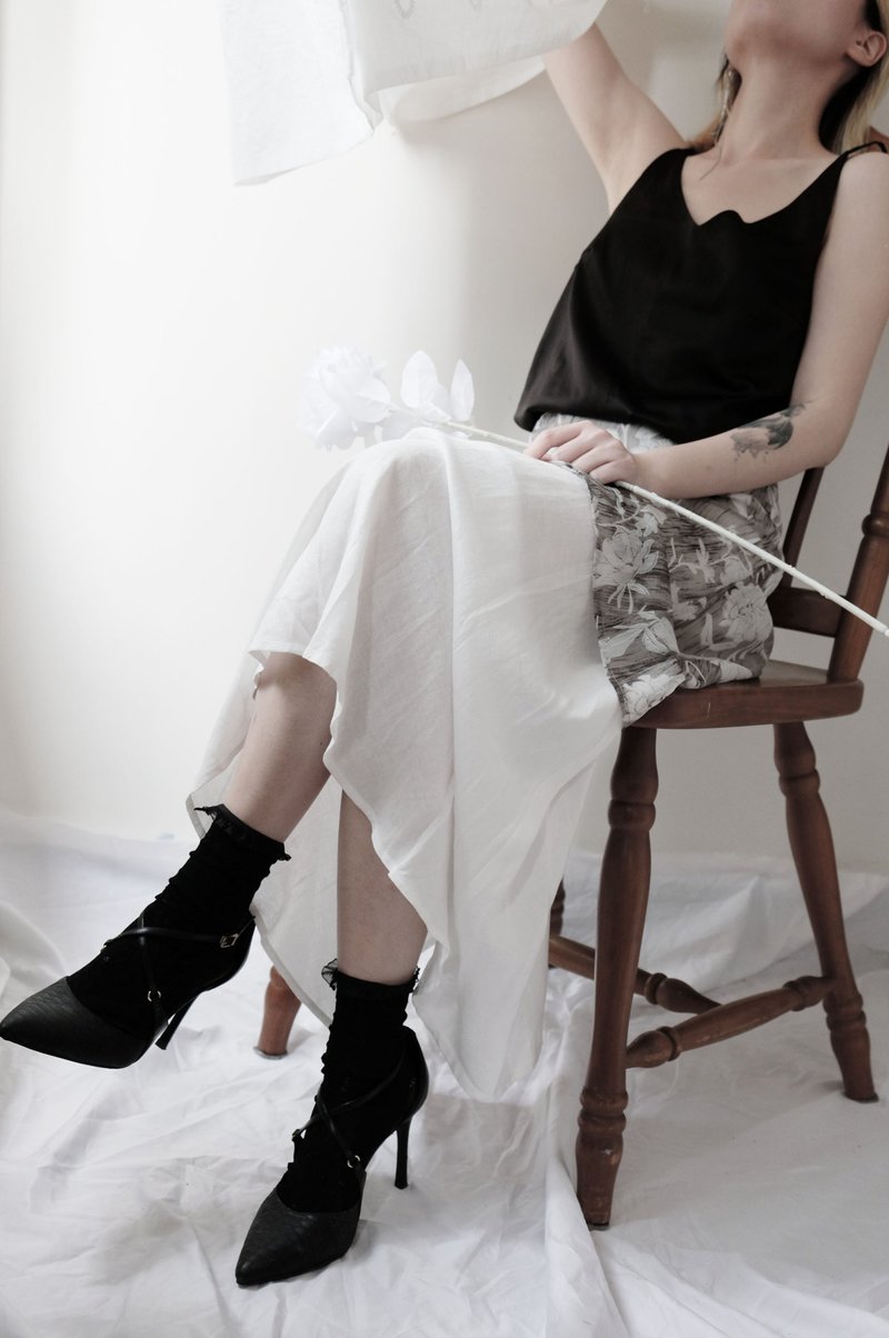 Skylar double layer skirt WHITE - 裙子/長裙 - 棉．麻 白色
