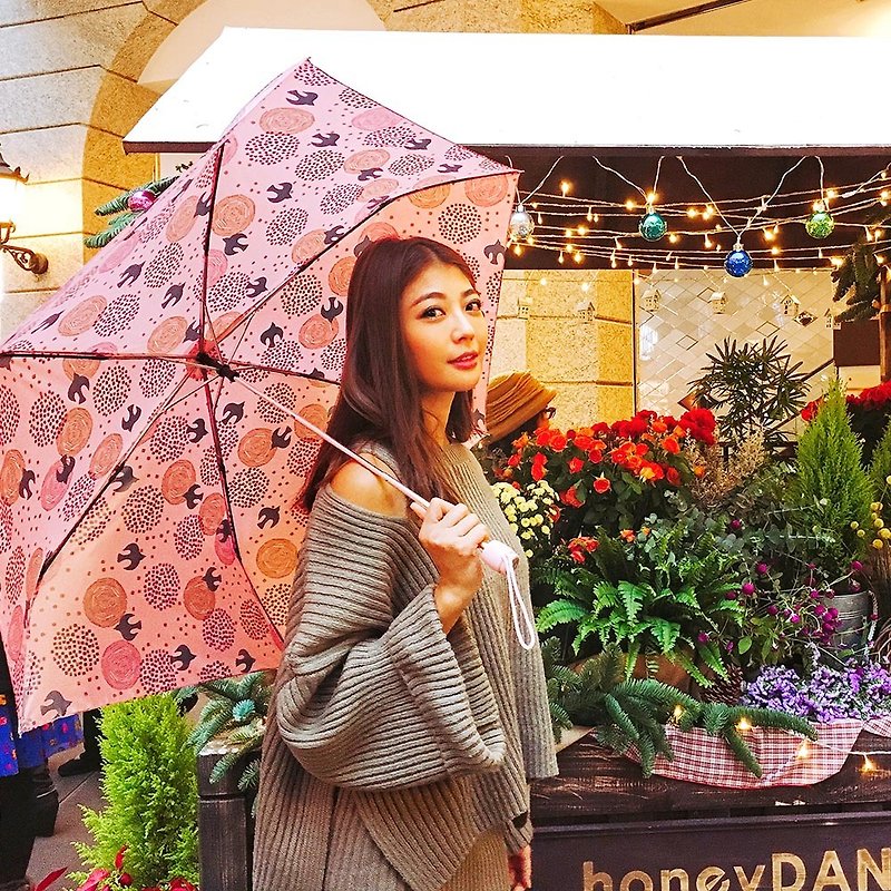 [Taiwan Wenchuang Rain's talk] Happy Bird Anti-UV 50% Off Hand Open Umbrella - Umbrellas & Rain Gear - Waterproof Material Pink