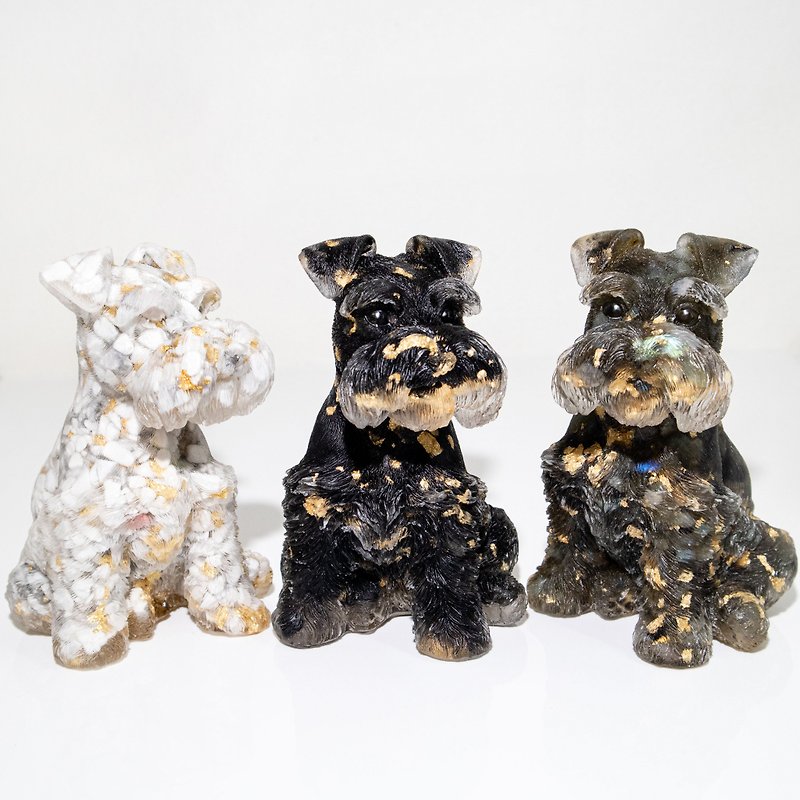 Crystal Schnauzer XL| Natural Stone Decoration|New Year's Gift New Year's Decoration|Pet Dog - Items for Display - Crystal Multicolor