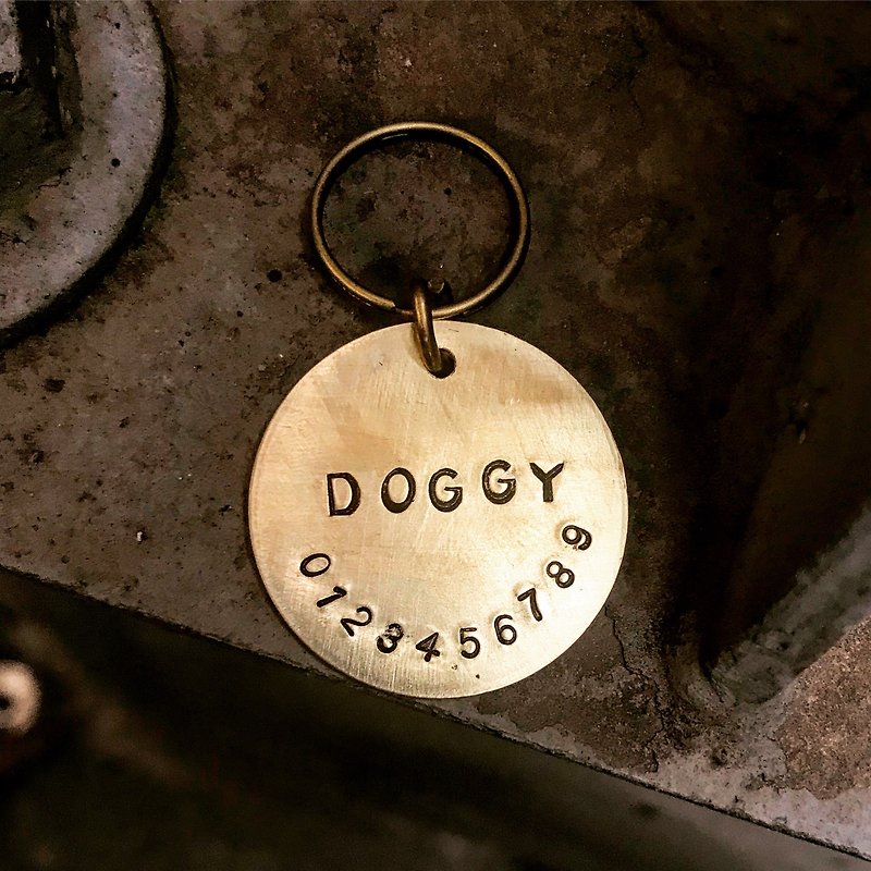 Sienna Bronze ornaments pet dog tag cat brand. Necklace key ring cards (customized content) - ปลอกคอ - ทองแดงทองเหลือง สีทอง