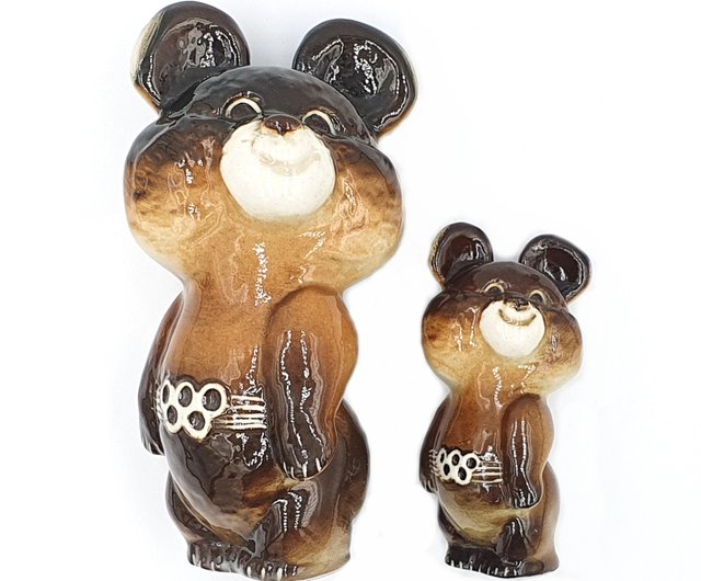 Pair Porcelain Bear MISHA mascot USSR Olympic Games Moscow 1980