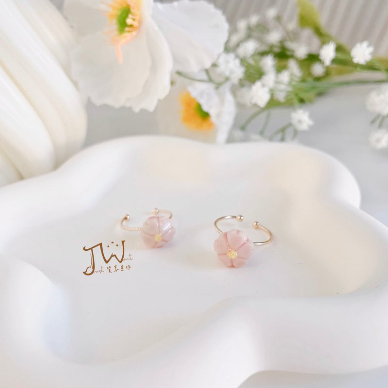 [Quality Handmade] Dessert Series-Sakura and Fruit Ring - Earrings & Clip-ons - Clay Multicolor