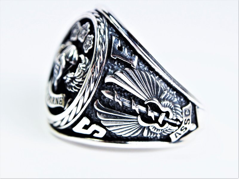 Military ring customization, championship ring customization, airborne - General Rings - Sterling Silver Silver