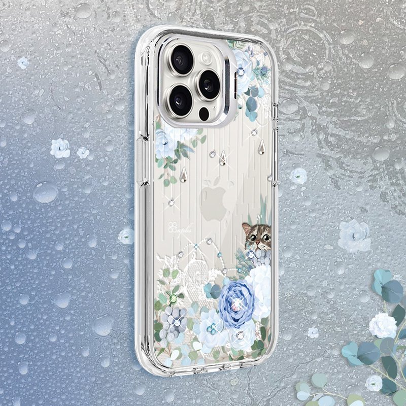 iPhone 全系列 防震雙料隱形立架水晶彩鑽手機殼-聽雨眠 - 手機殼/手機套 - 其他材質 多色