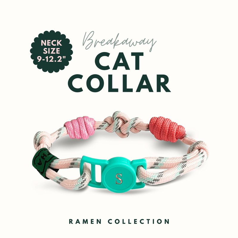 Breakaway Braided Nylon Cat Collar : Strawberry Mochi Cat Ramen Collar - 寵物衣服 - 尼龍 粉紅色