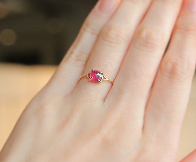 Ruby K10 Ring Rose Cut ~VALOA~ July Birthstone - Shop raspia