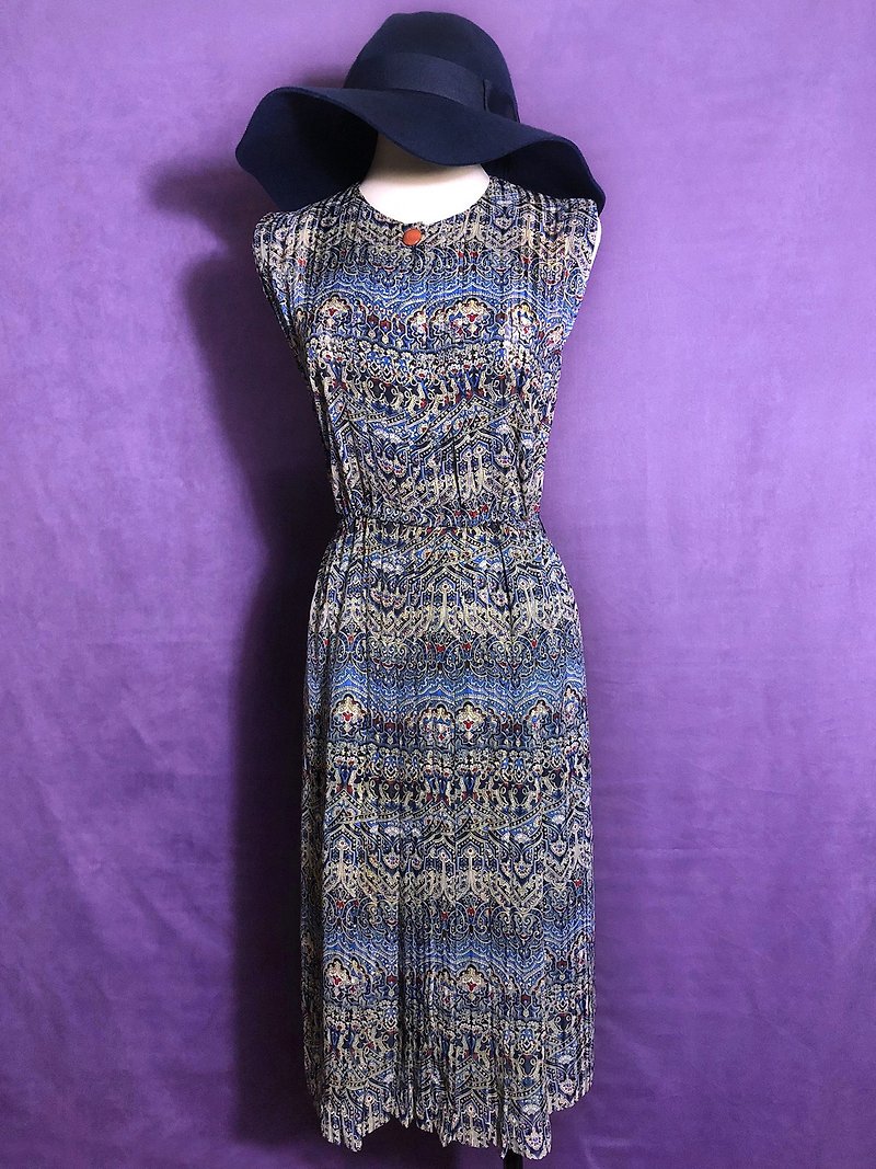 European totem sleeveless vintage dress / brought back to VINTAGE abroad - One Piece Dresses - Polyester Multicolor