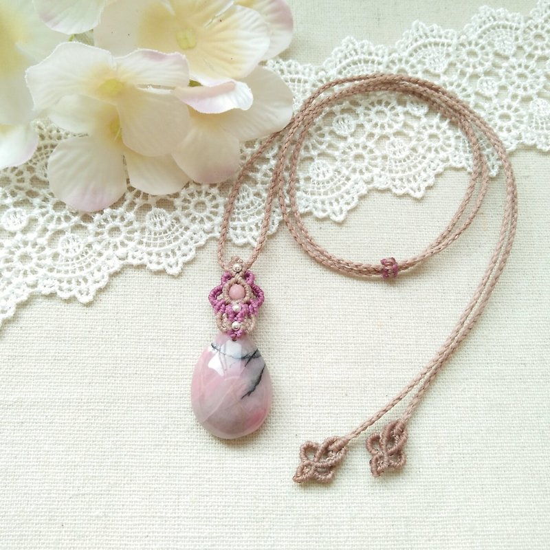 gallery. A cut of plum. Rose Stone X South American Brazilian Wax Necklace - Necklaces - Crystal Pink