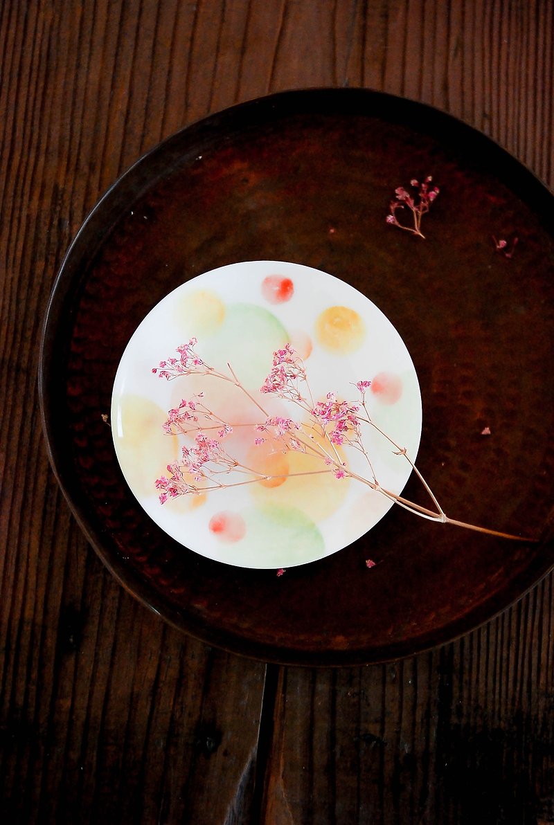 Three shallow ceramic | Original POPO soda handmade painted colored bean dish bean dish creative birthday gift - เซรามิก - เครื่องลายคราม 