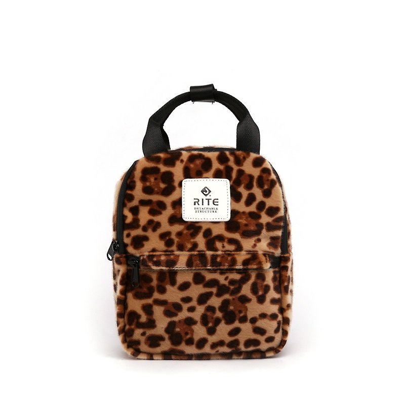 [RITE] Le Tour Series - Dual-use Mini Backpack - White Leopard - กระเป๋าเป้สะพายหลัง - วัสดุกันนำ้ สีนำ้ตาล
