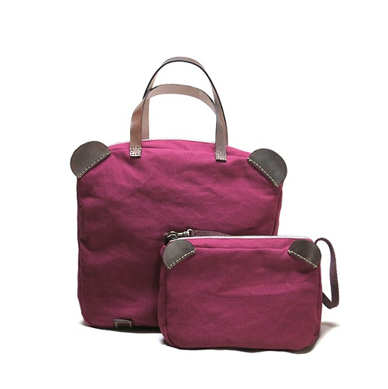 Panda Bag - กระเป๋าถือ - ผ้าฝ้าย/ผ้าลินิน สีเทา