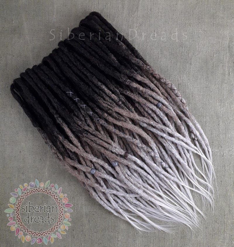 Crochet dreadlocks brown grey ombre natural bumpy texture / Boho dreads - 髮夾/髮圈 - 其他材質 咖啡色