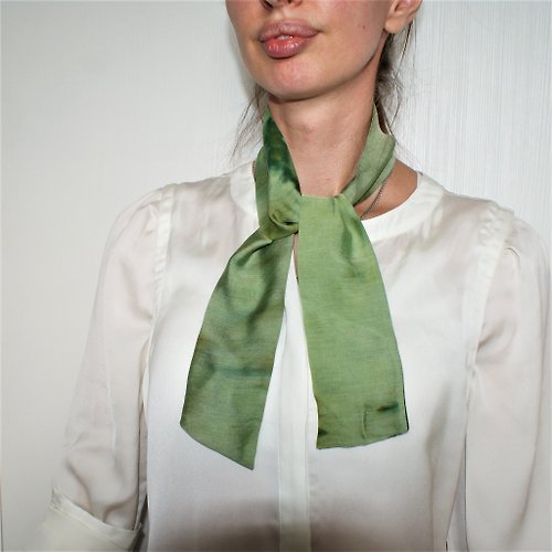 Tie-Dye Green Scarf Hand Dyed Green Scarf by Akasha Sun Tie Dyed Scarves and Clothing DISCOUNTED:  Green Earth Tie Dye Scarf