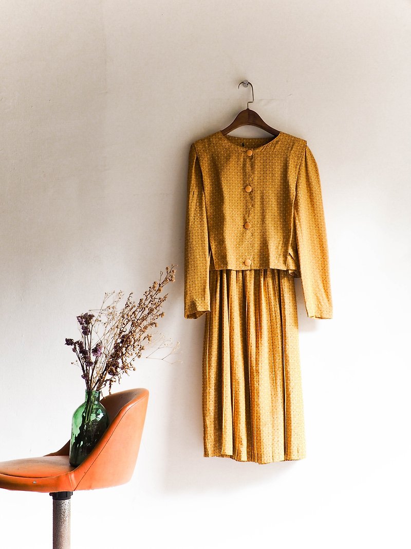 River water - Saga introverted mustard yellow elegant temperament hand antique dress silk dress overalls oversize vintage dress - One Piece Dresses - Silk Yellow