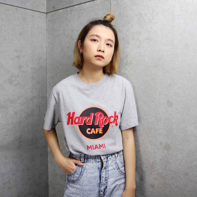 Tsubasa.Y Ancient House 006HardRock Gray Tee, vintage brand T-shirt T-shirt - Women's Tops - Cotton & Hemp 
