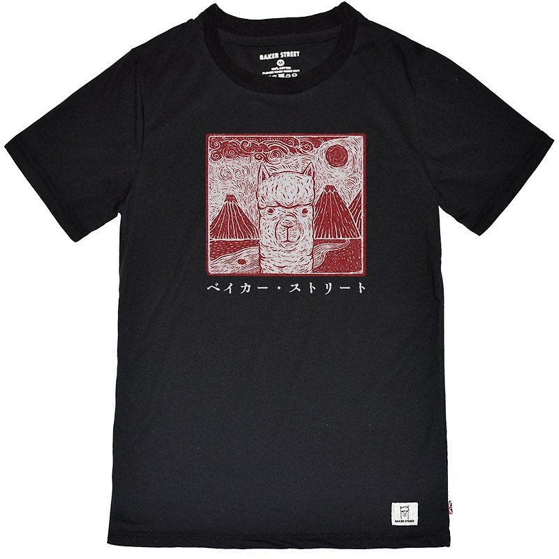 British Fashion Brand -Baker Street- Japanese Stamp Printed T-shirt - Men's T-Shirts & Tops - Cotton & Hemp 