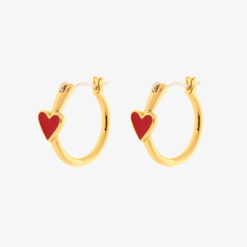 Pura Vida 美國手工 PETITE HEART HOOP EARRINGS 愛心圈形耳環 - 耳環/耳夾/耳骨夾 - 其他材質 金色