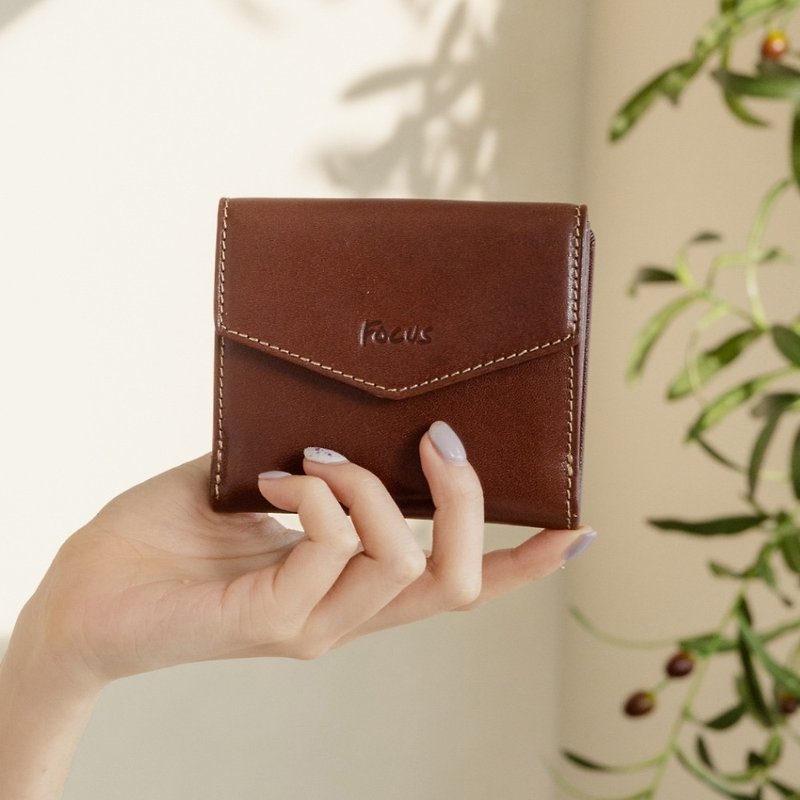 [Women's Short Clip Wallet] Genuine leather envelope style women's short clip/Lightweight wallet/Valentine's Day gift - กระเป๋าสตางค์ - หนังแท้ 