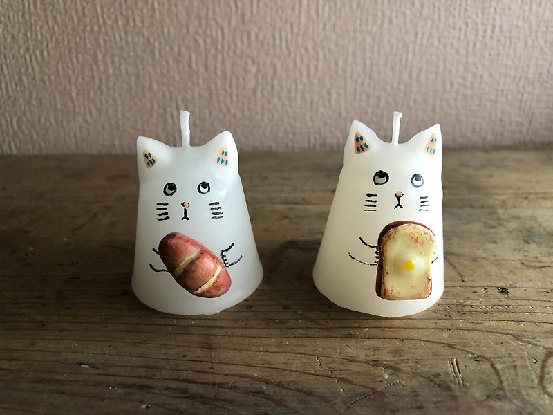 パンと猫 - 香薰蠟燭/燭台 - 蠟 白色