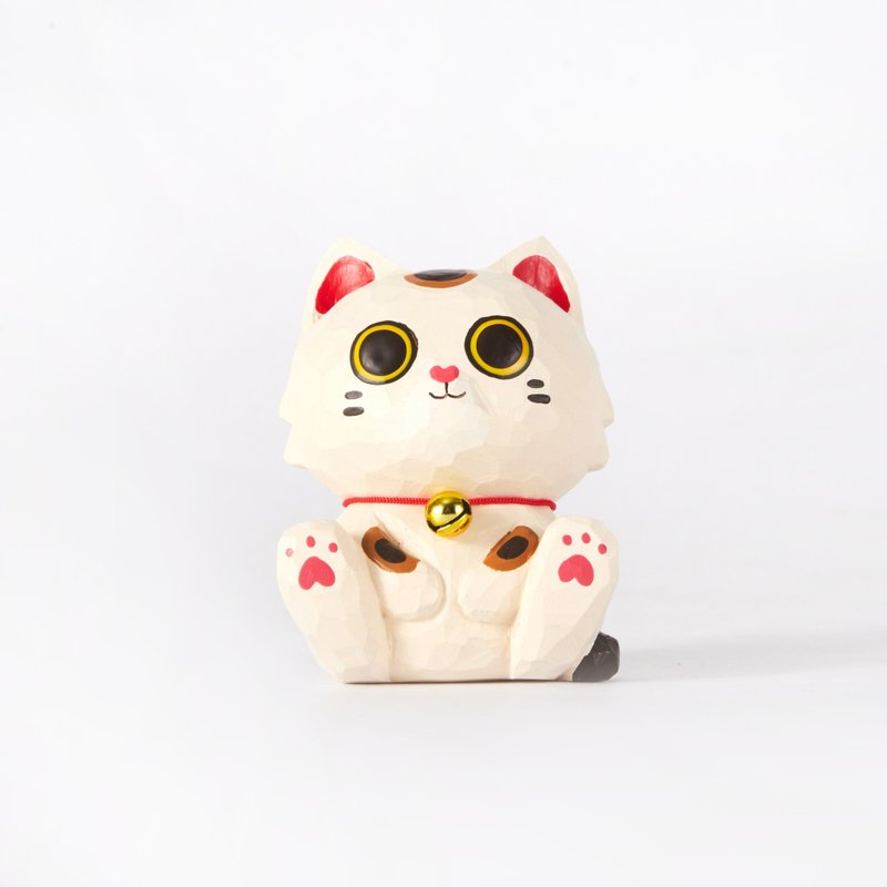 Fuku 貓 - 帶來幸運與祝福的木雕貓 - 擺飾/家飾品 - 木頭 金色