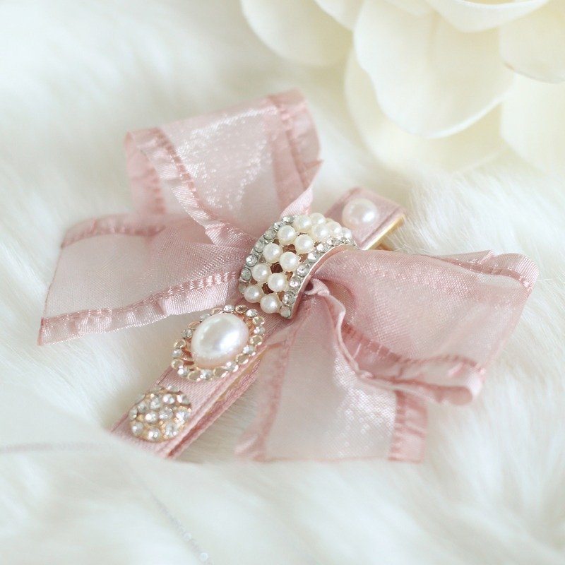 Lovely Chiffon Ribbon Hair Clip - Hair Accessories - Other Metals Pink