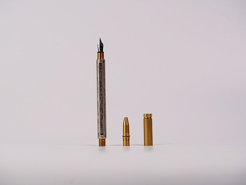 Orii×DOT design fountain pen and ball pen | speckled solid silver - Fountain Pens - Copper & Brass 