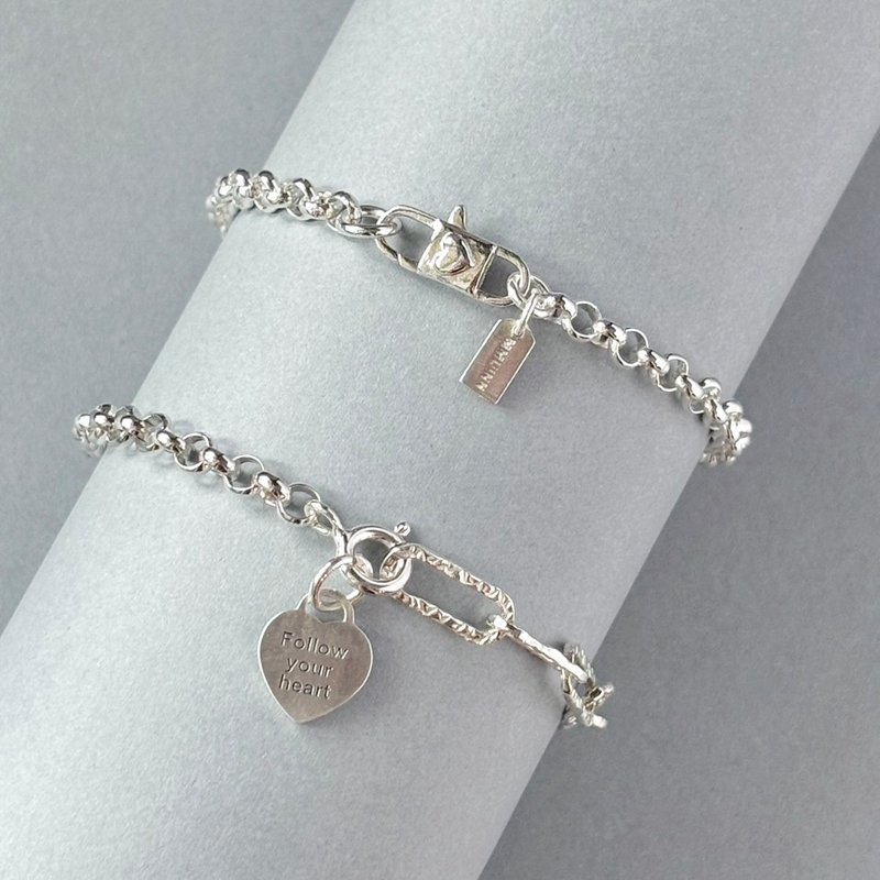 So beautiful! Sterling silver chain love bracelet with English words - Bracelets - Sterling Silver Silver