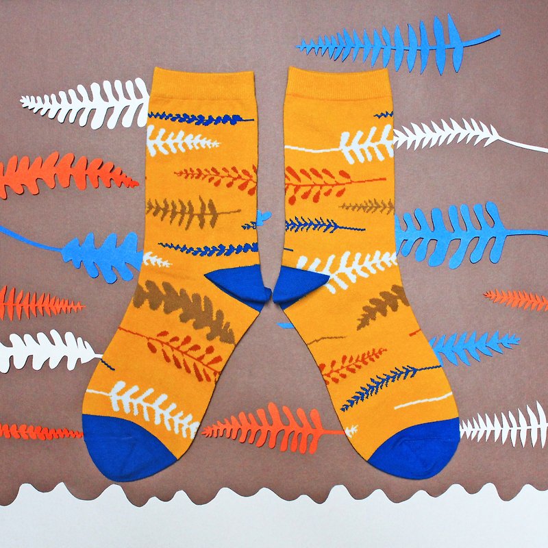 Fern Yellow Unisex Crew Socks | mens socks | womens socks | colorful socks - Socks - Cotton & Hemp Yellow