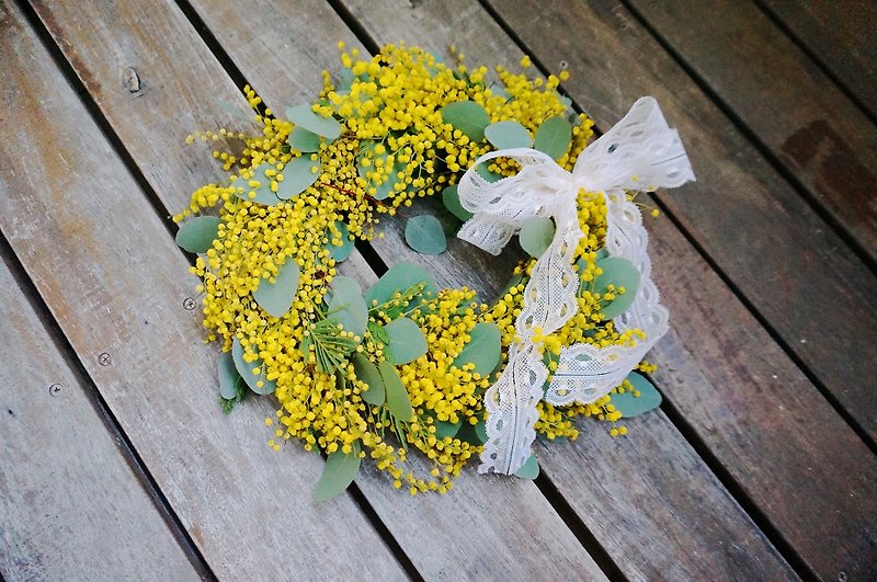 ミモザ acacia wreath - ของวางตกแต่ง - พืช/ดอกไม้ สีเหลือง