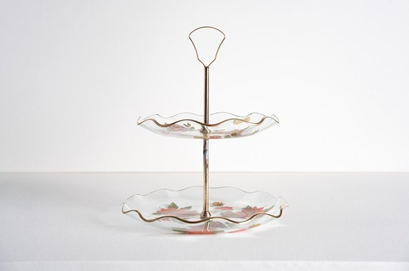 British Afternoon Tea Double Layer Cake Plate Stand - จานและถาด - แก้ว 