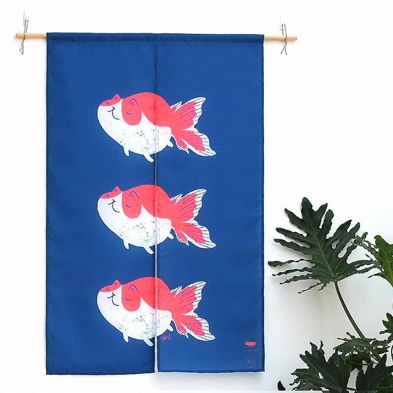 金魚ニャー-ティシャカーテン/ 80x125 - のれん・表札 - その他の化学繊維 レッド