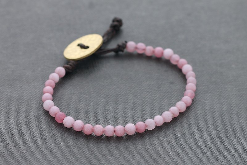 Basic Rose Quartz Bracelets Petite Brass Oval - Bracelets - Stone Pink