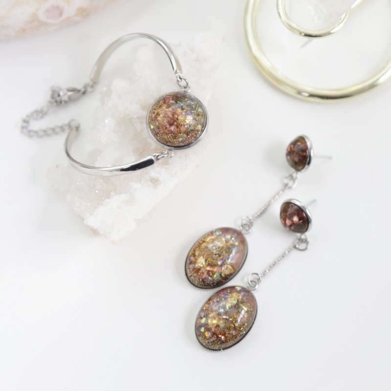 Orgone crystal jewelry set A - Necklaces - Crystal Gold