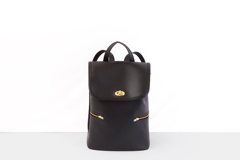 ()Taiwan Original/CLM Vegan Leather/Glass Backpack-Black - Backpacks - Latex Black