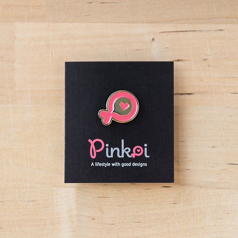 Pinkoi Fish Shiny Badge - เข็มกลัด - โลหะ สึชมพู