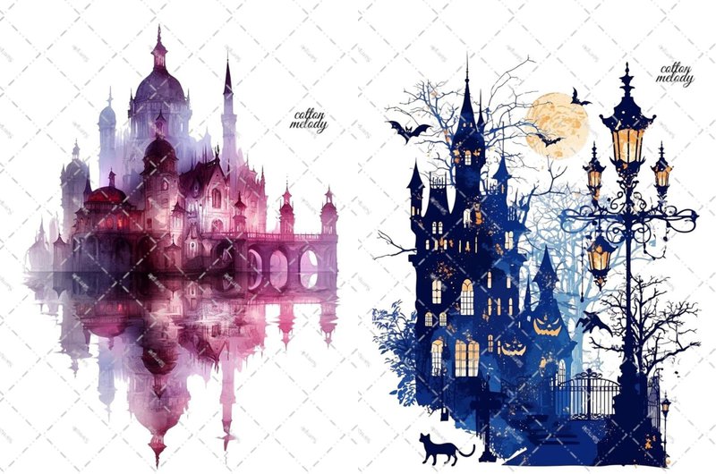 [Halloween Decorations 6] Halloween / 10 Designs x 2 Sheets Each (20 Total) / cotton melody / Decoration Stickers / Character Stickers [Castle Theme] - สติกเกอร์ - กระดาษ 