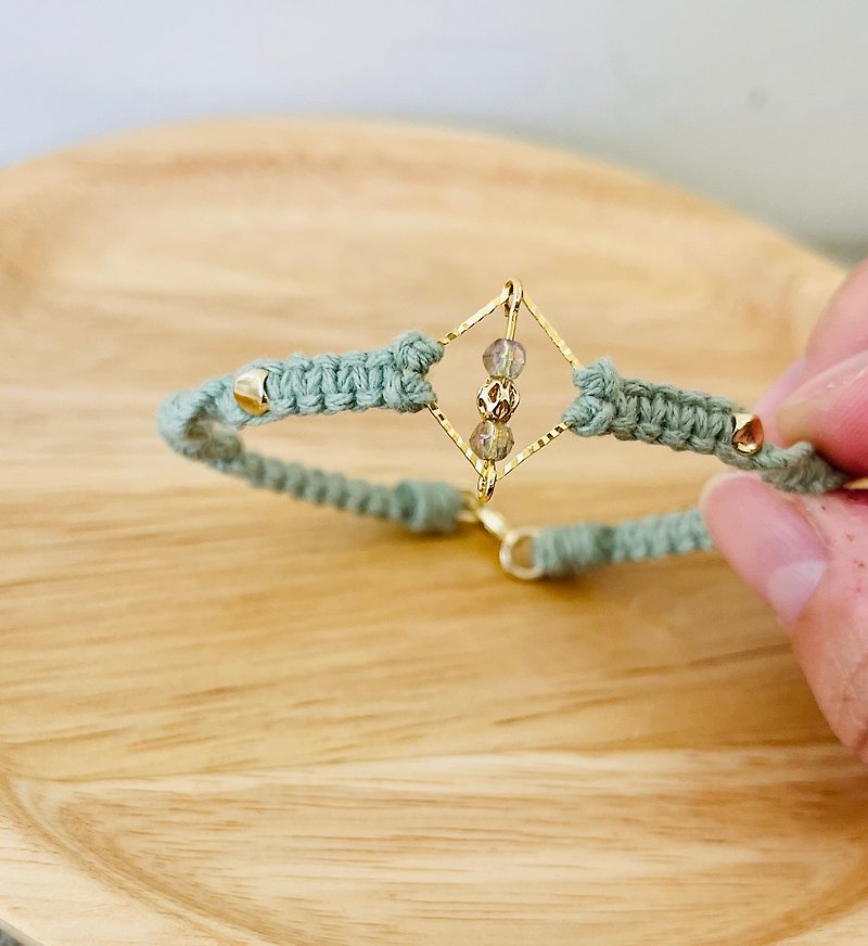 Design woven bracelet-cotton thread/Czech beads/14k - Bracelets - Other Materials 
