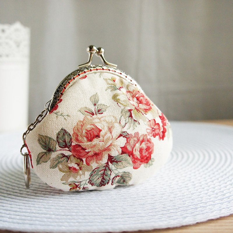 Lovely classical rose gold coin purse, rice bottom flower E - Coin Purses - Cotton & Hemp Pink