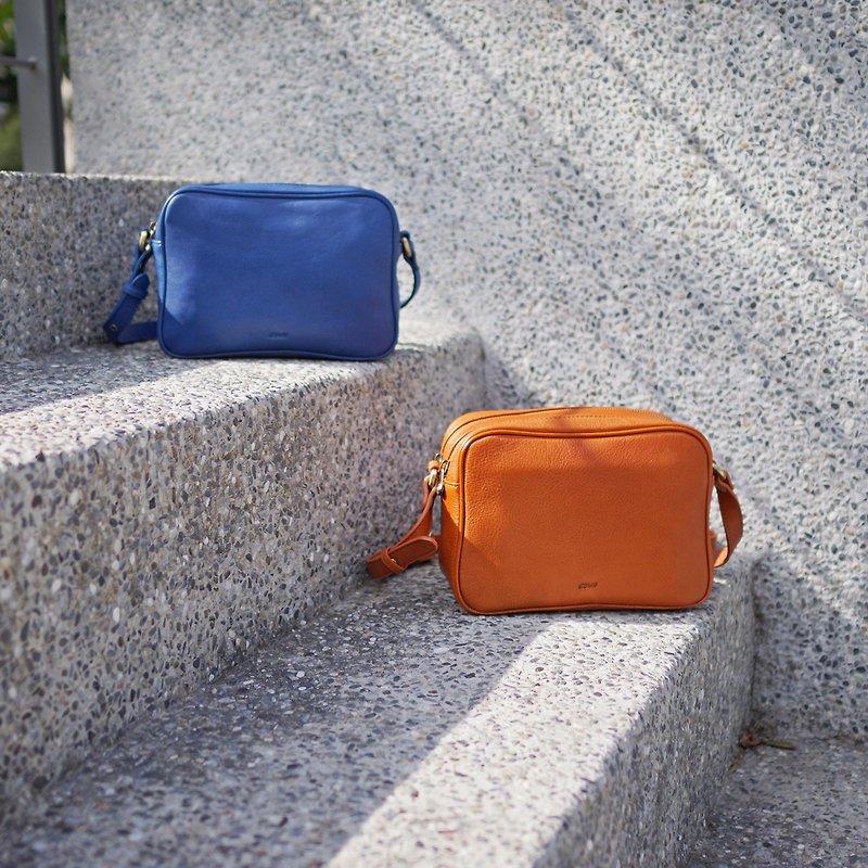 the klic square bag/sapphire blue/ caramel Brown - Messenger Bags & Sling Bags - Genuine Leather 