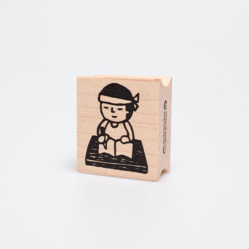 Study Mamoru-kun*26mmx30mm*Rubber stamp*R892 - Stamps & Stamp Pads - Wood 