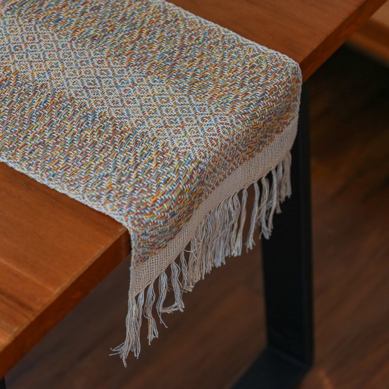 Guardian's Eye/Seediq Handwoven Table Runner/Glaze Blue - Items for Display - Cotton & Hemp Multicolor