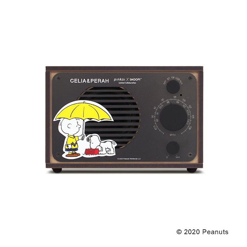 只含面板_R1 - Snoopy 聯名限定面板 - 查理布朗撐傘款 - 藍牙喇叭/音響 - 木頭 黑色