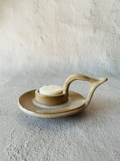 陶器製燭台 陶器 花柄キャンドルホルダー ロウソクスタンド | Brocante de