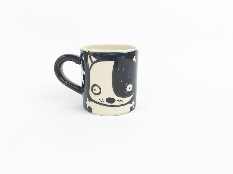 Nice Little Clay Little Mug _ Dog 0133-04 - แก้วมัค/แก้วกาแฟ - ดินเผา สีน้ำเงิน