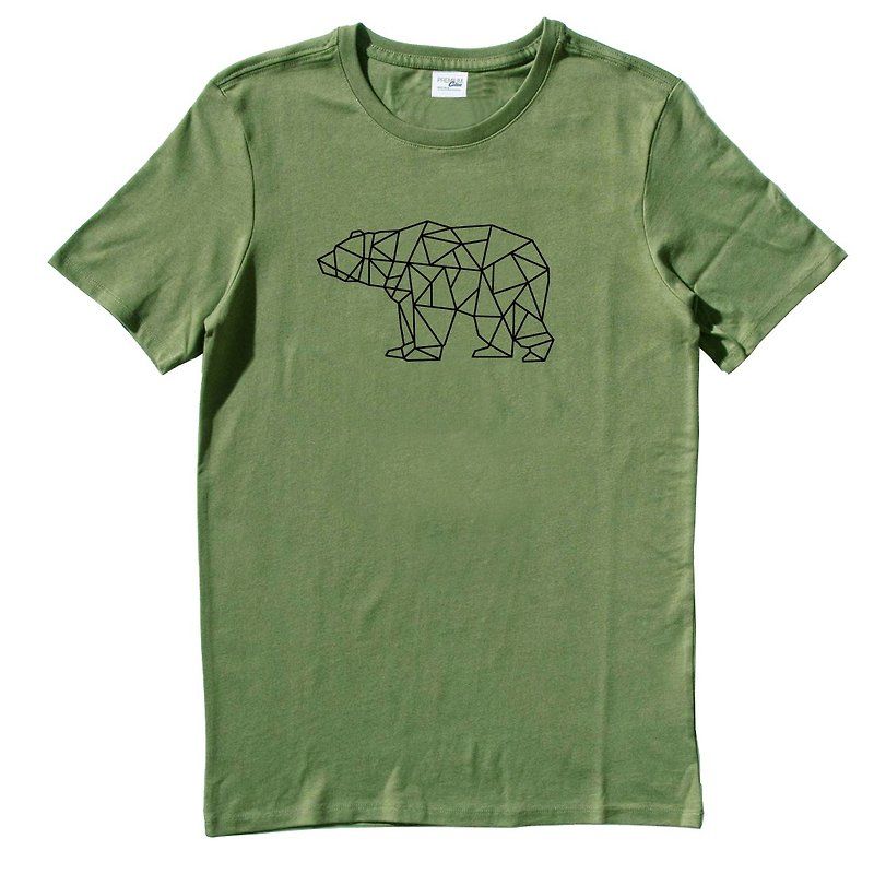 Bear Geometric 短袖T恤 軍綠色 幾何 熊 禮物 文青 情人 動物 - 男 T 恤 - 棉．麻 綠色