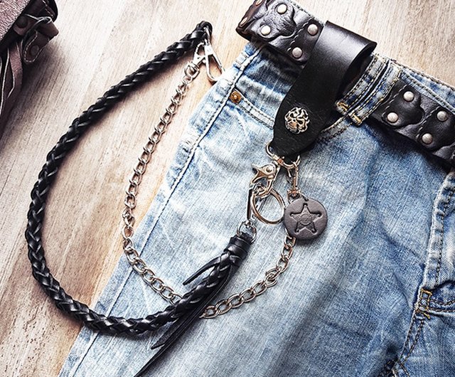 ⚫️クロスボール　ダブルクリップウォレットチェーン ステンレス クロスボール ウォレットチェーン スカル フック メンズ